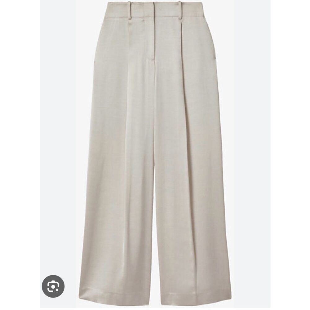 H&M champagne satin high rise trouser pant 2